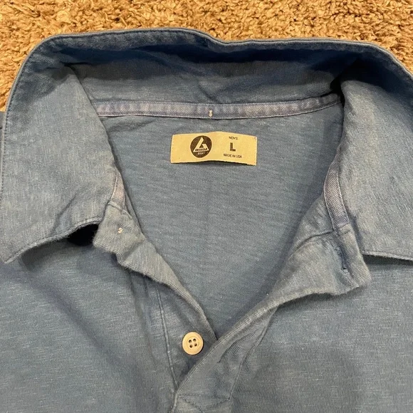 American Giant Slub Polo, Size Large, Color Light Blue - Picture 2 of 5